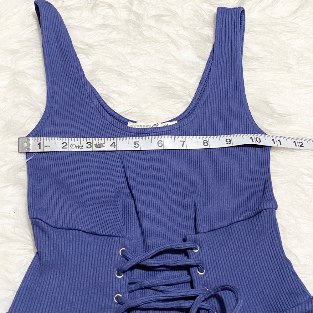 EXPRESS Blue Ribbed Tank Top - Picture 3 of 5
